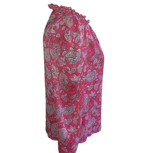 Cupcakes and Cashmere Pink Paisley Puff Sleeve Blouse S - Picture 4 of 7